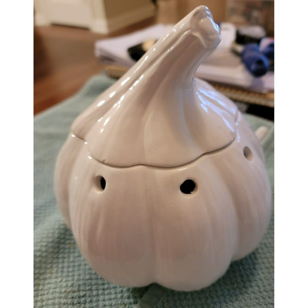 Garlic Keeper White   Ceramic  With Lid